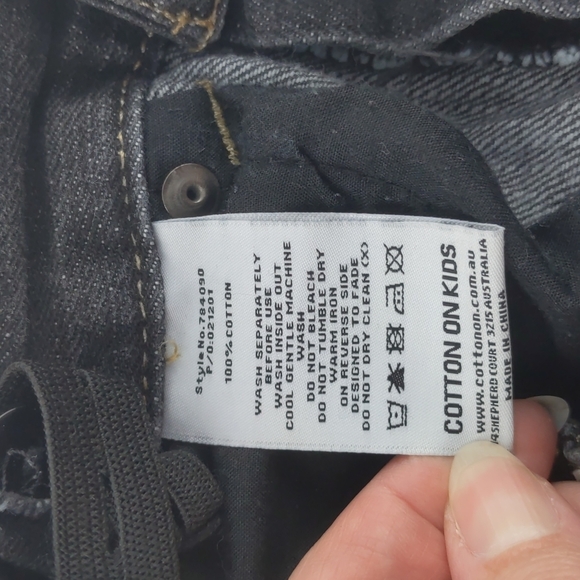 Cotton On Kids Denim Jeans Size 6-7 Black Elastic Waist Unisex - Picture 11 of 11